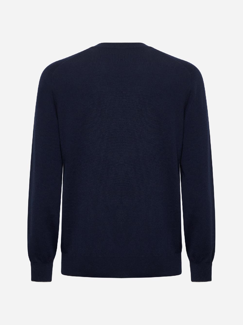 BRUNELLO CUCINELLI Maglia girocollo in cashmere blu Nuova