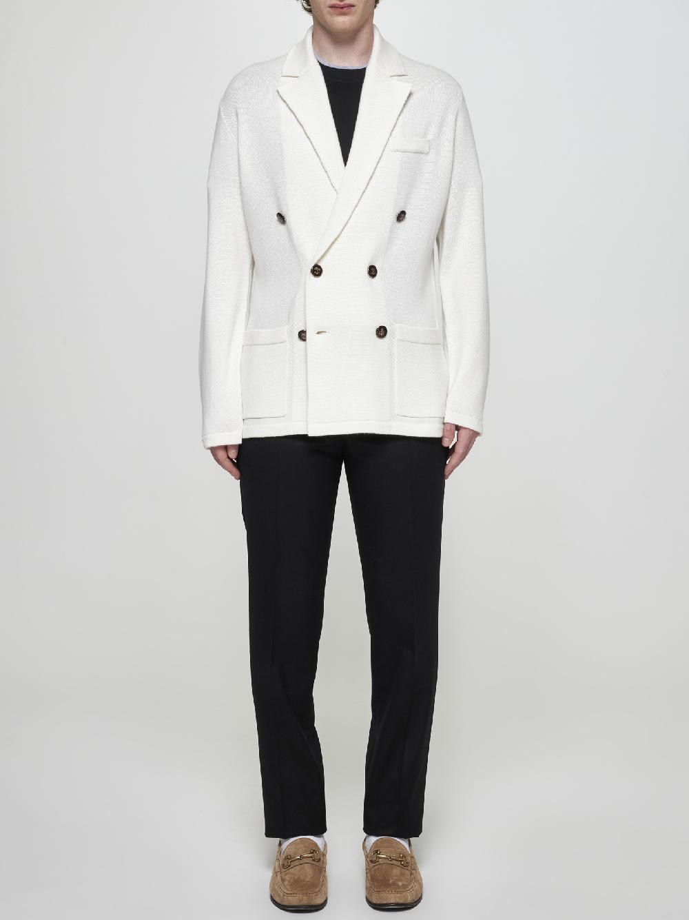 BRUNELLO CUCINELLI Cardigan stile giacca in cashmere bianco Moda