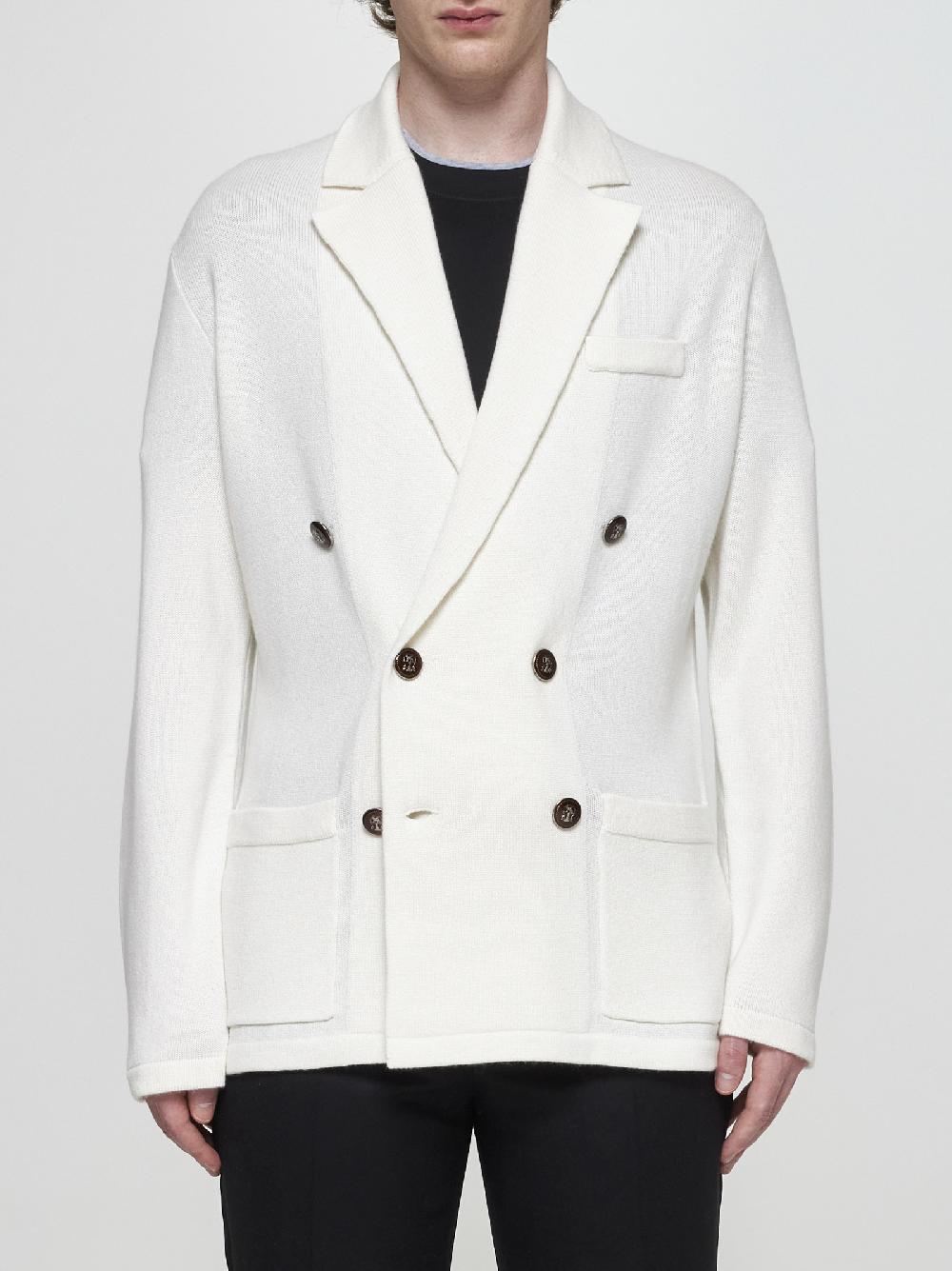 BRUNELLO CUCINELLI Cardigan stile giacca in cashmere bianco Moda