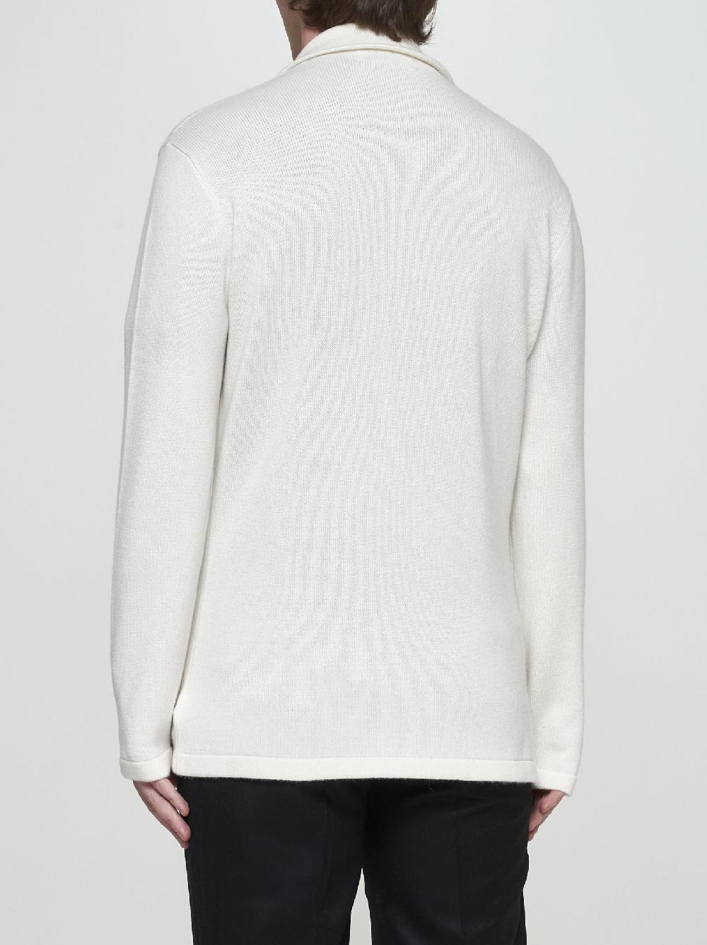 BRUNELLO CUCINELLI Cardigan stile giacca in cashmere bianco Moda