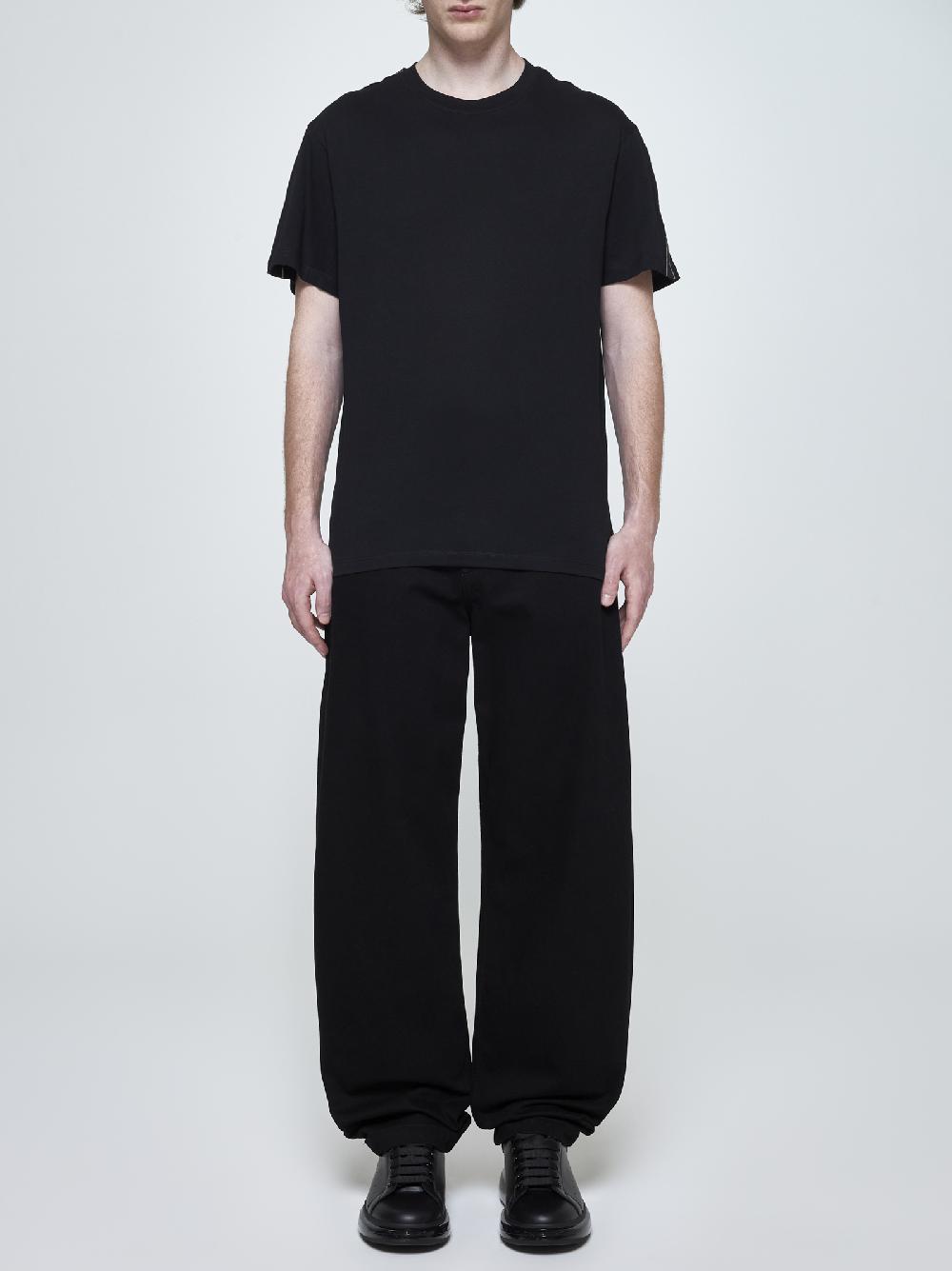 ALEXANDER MCQUEEN T-shirt in cotone con logo-tape In Linea