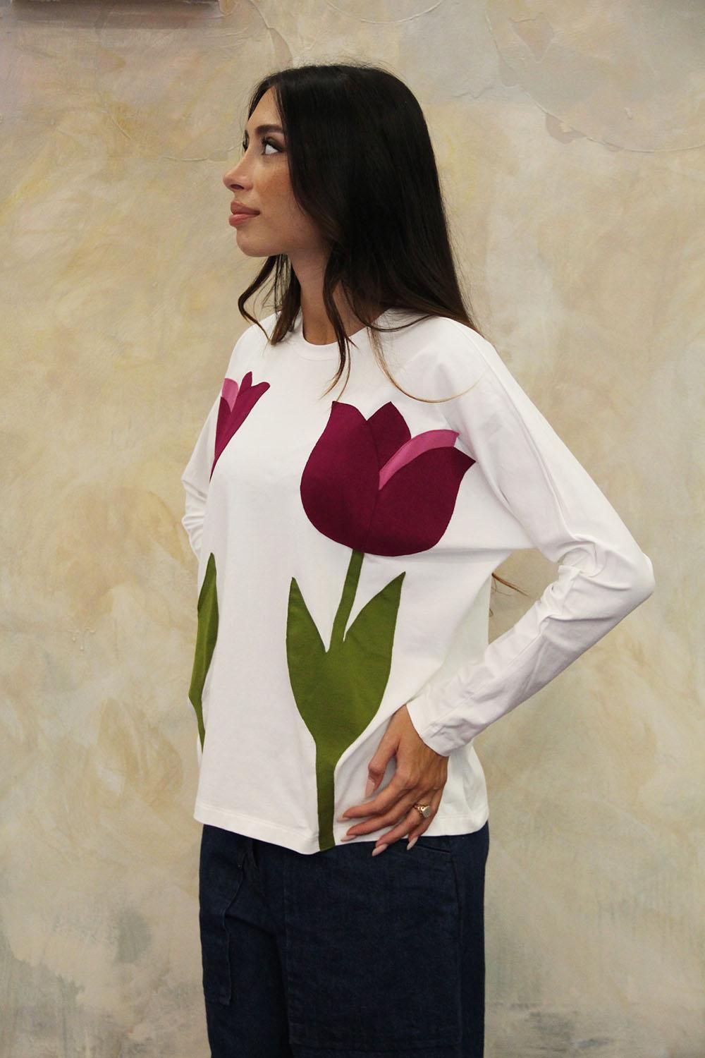 ROSÈ A POIS Abba T-shirt Bianco Consegna Veloce