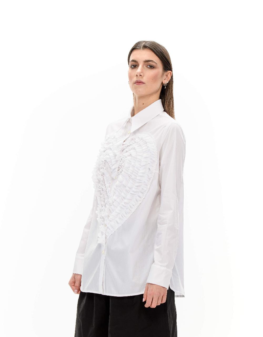 ROSÈ A POIS ENDORA Camicia bianca maxi-cuore Fino Al -60%