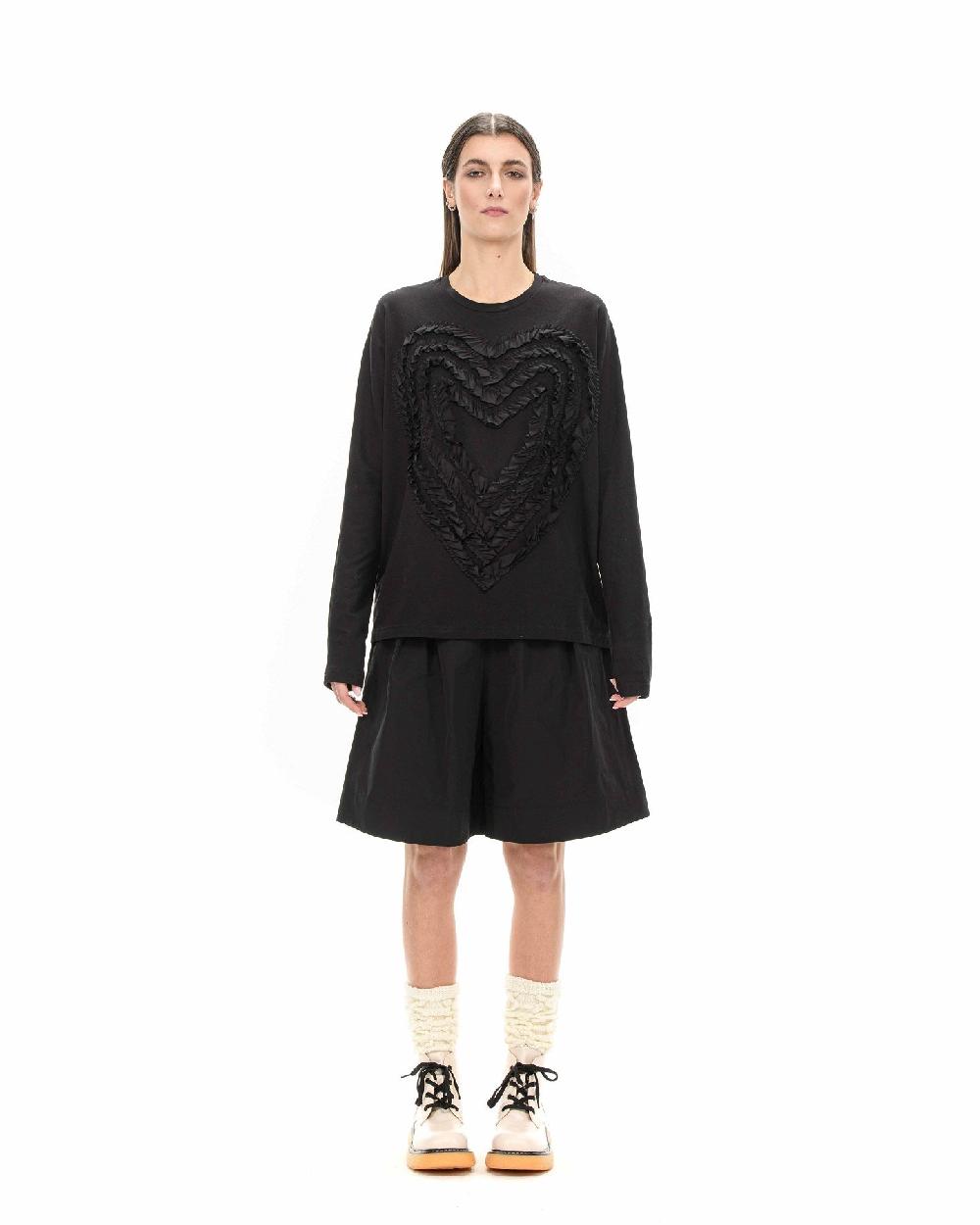 ROSÈ A POIS CHLOE Maglia nera con cuore Sconto