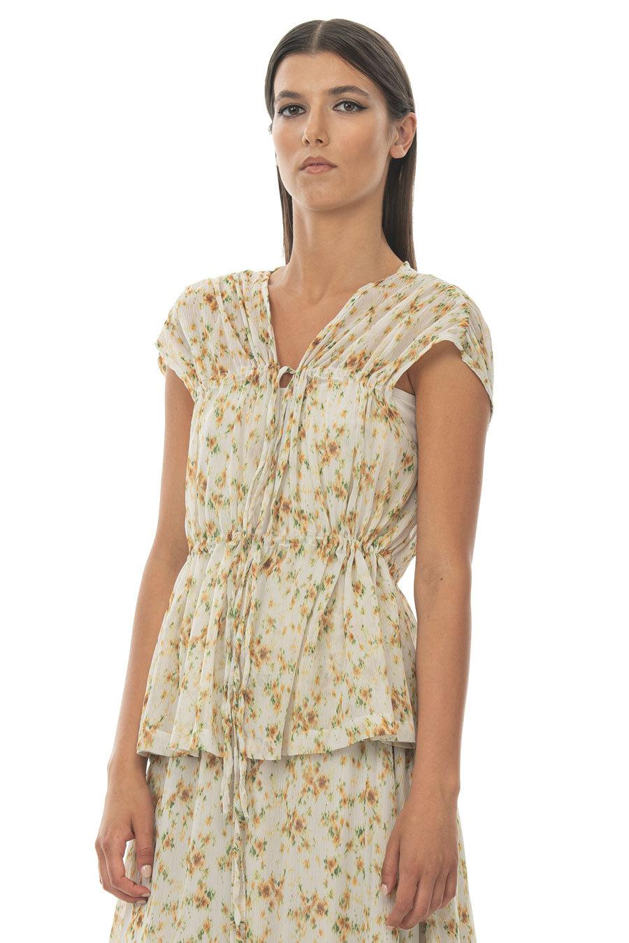 ROSÈ A POIS Riccioli D'Oro Chiffon Top In Saldo