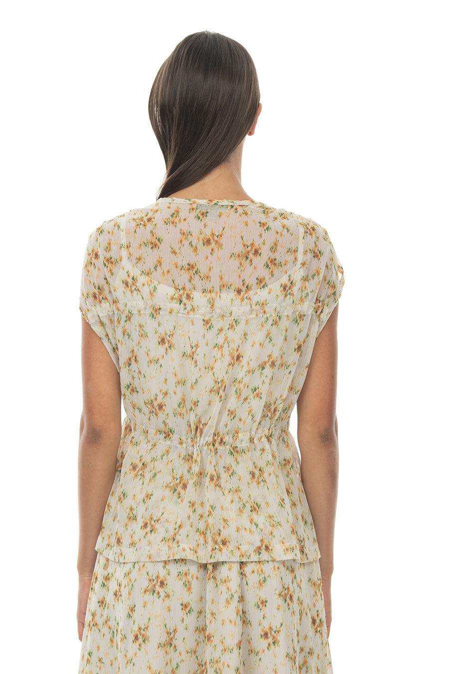 ROSÈ A POIS Riccioli D'Oro Chiffon Top In Saldo