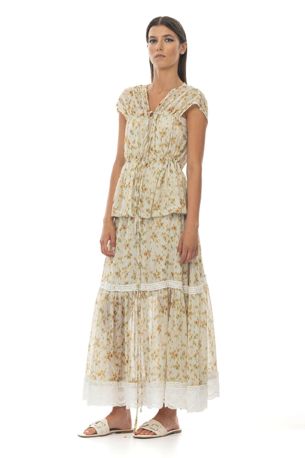 ROSÈ A POIS Riccioli D'Oro Chiffon Top In Saldo
