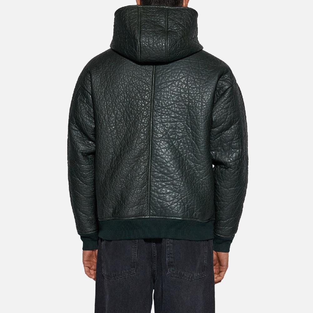 Salvatore Santoro FELPA IN PELLE - DARK GREEN Consegna Veloce
