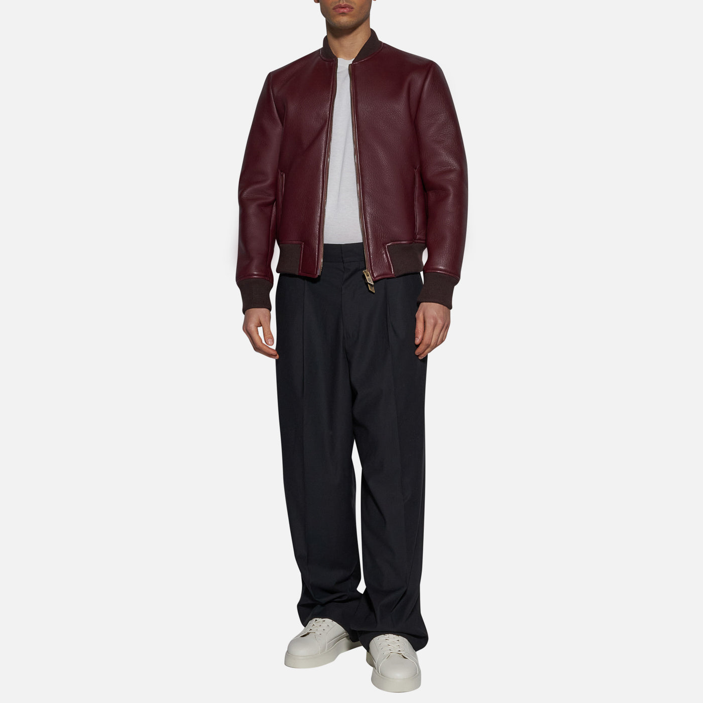 Salvatore Santoro BOMBER IN PELLE - BORDEAUX Rilascio limitato