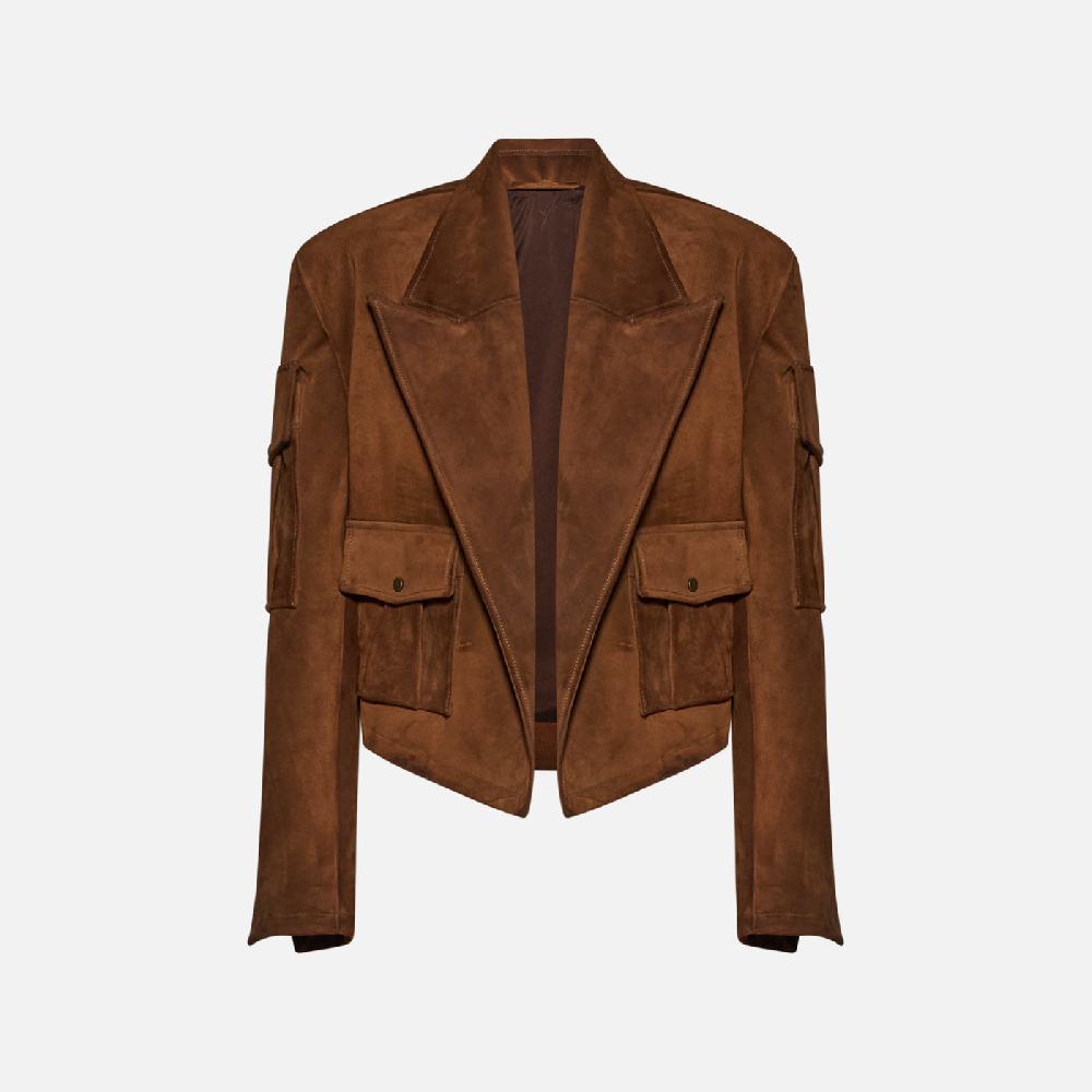 Salvatore Santoro BLAZER IN CAMOSCIO - TOBACCO Vendita Economica