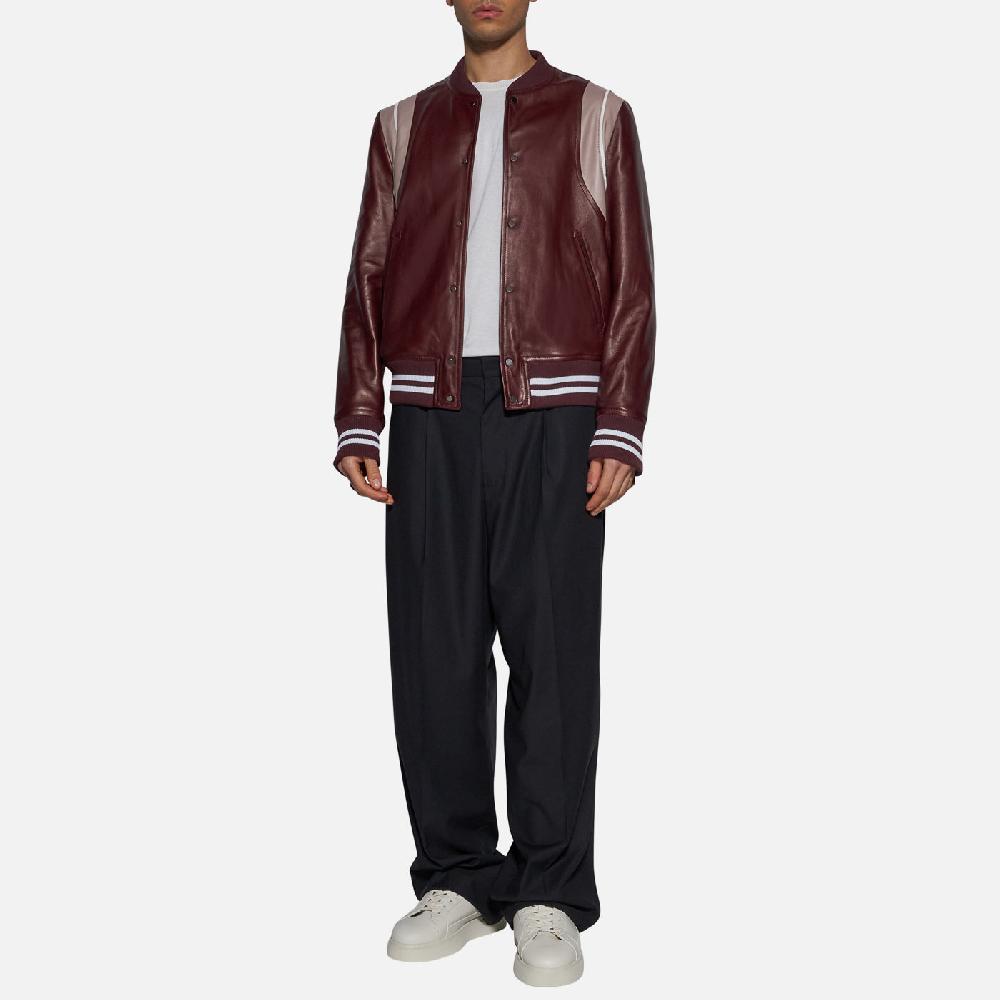Salvatore Santoro BOMBER IN PELLE - BORDEAUX Nuovo