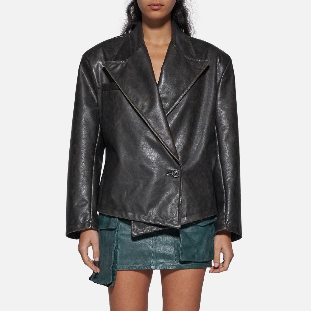 Salvatore Santoro BLAZER IN PELLE - BLACK Novità