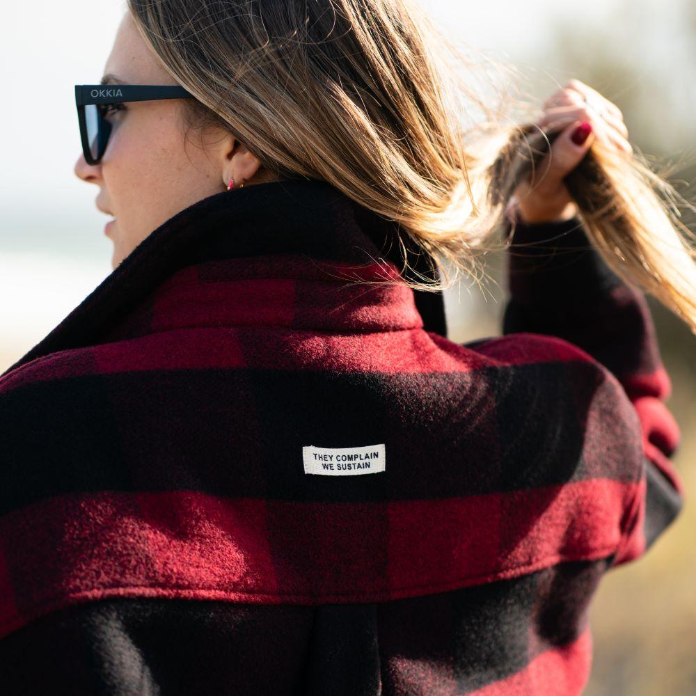 Seay / Cappotto Quadri Rosso Nero Economico
