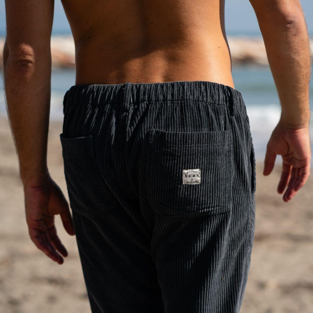 Seay / Pantalone Lungo Velluto Nero Delavé Flash Sale