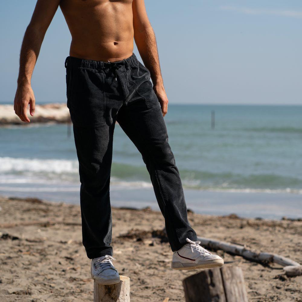 Seay / Pantalone Lungo Velluto Nero Delavé Flash Sale