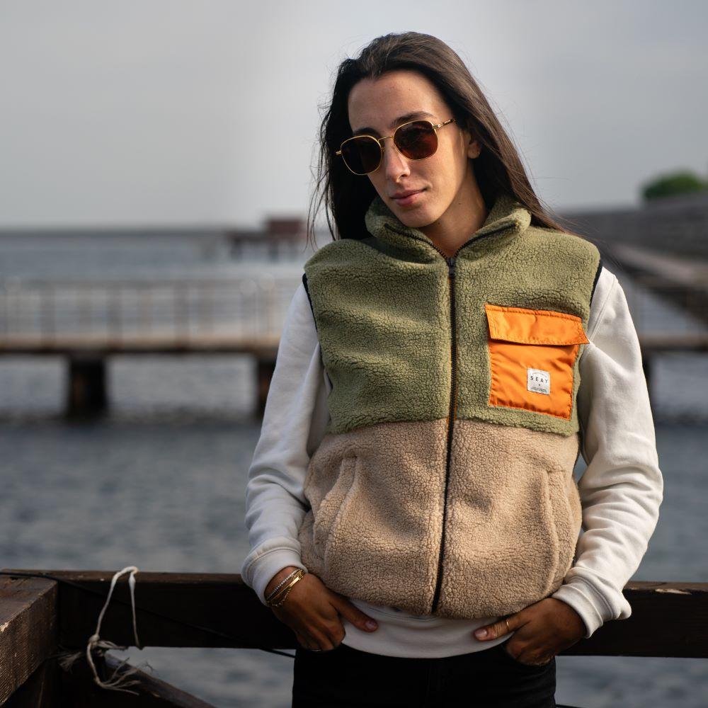 Seay / Gilet Teddy Verde Menta & Natural Vendita