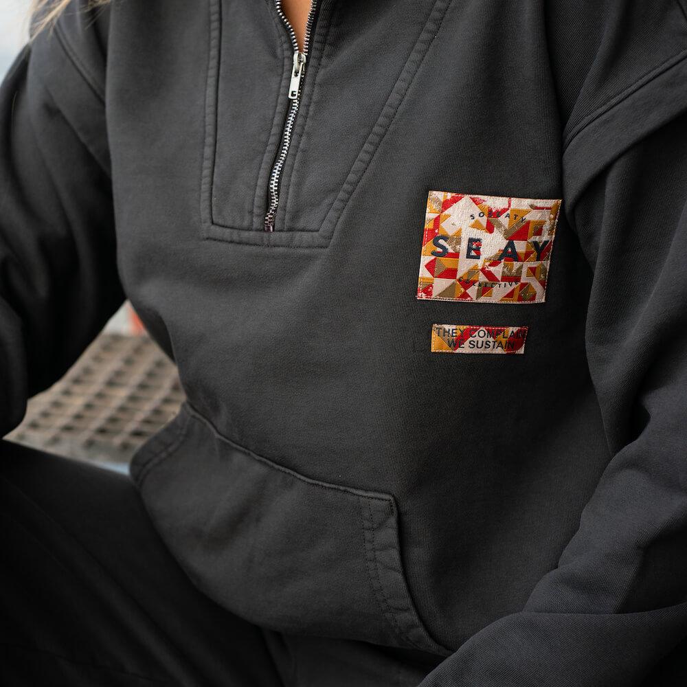 Seay / Felpa con Zip Nera Mandalay Spedizione Gratuita