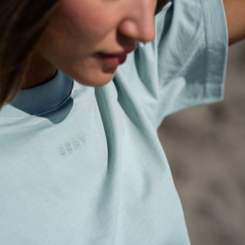 Seay / T-Shirt Verde Menta Delavé Qualità Garantita