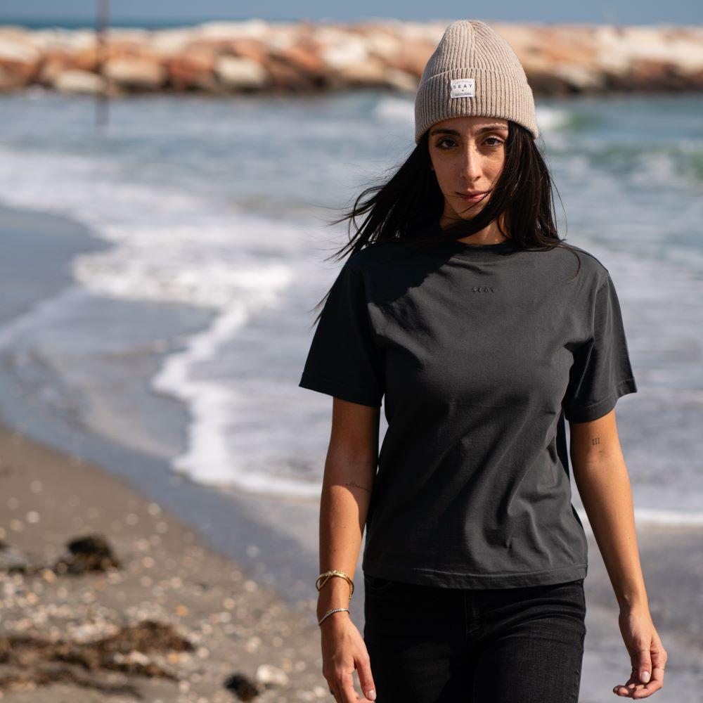 Seay / T-shirt Nera Delavé Negozi Online