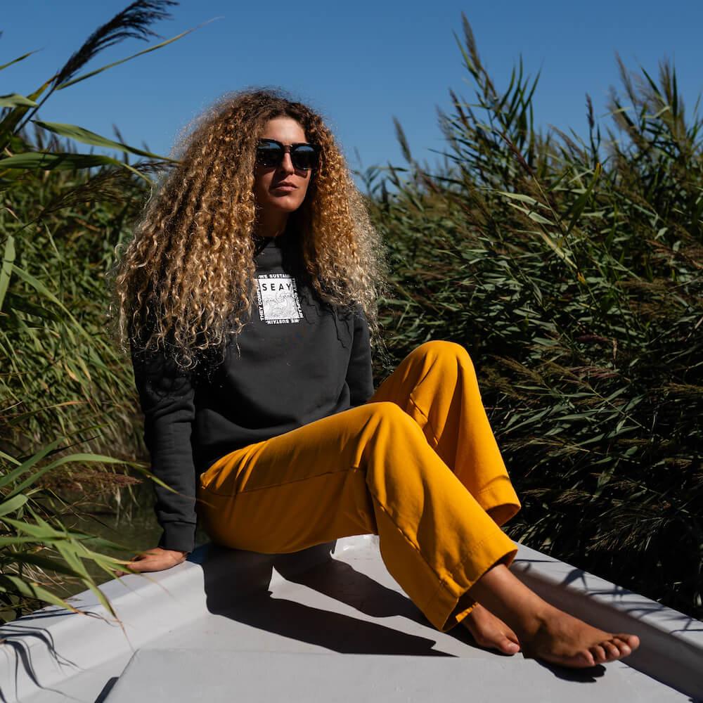 Seay / Pantalone Lungo Cargo in Felpa Ocra Lizard Prezzo Ridotto