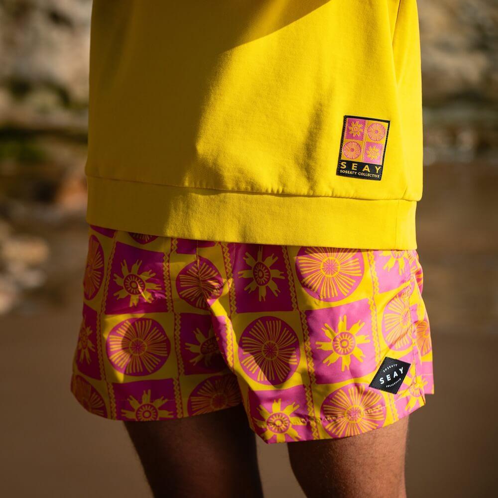 Seay / Costume da Bagno Corto Rosa Giallo Symbols Outlet
