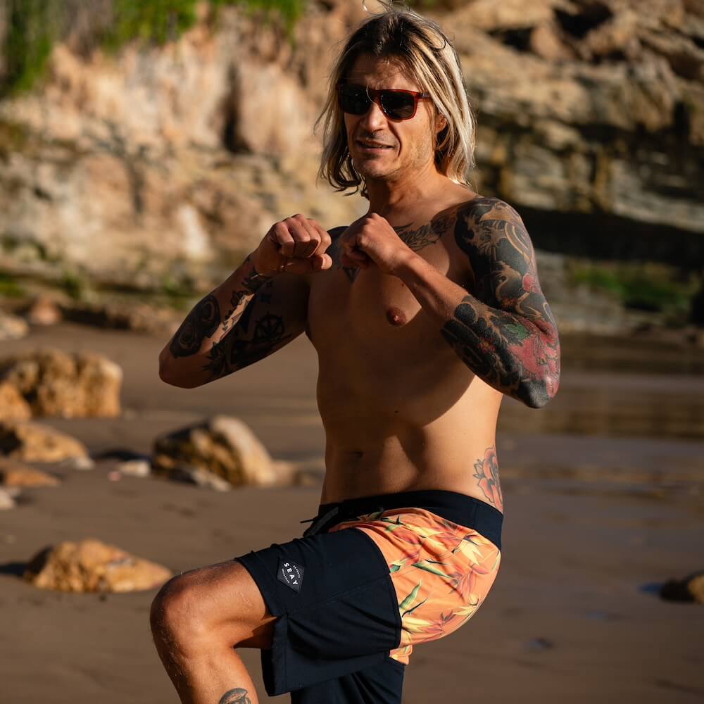 Seay / Boardshort Nero Arancione Bird of Paradise Vendita Calda
