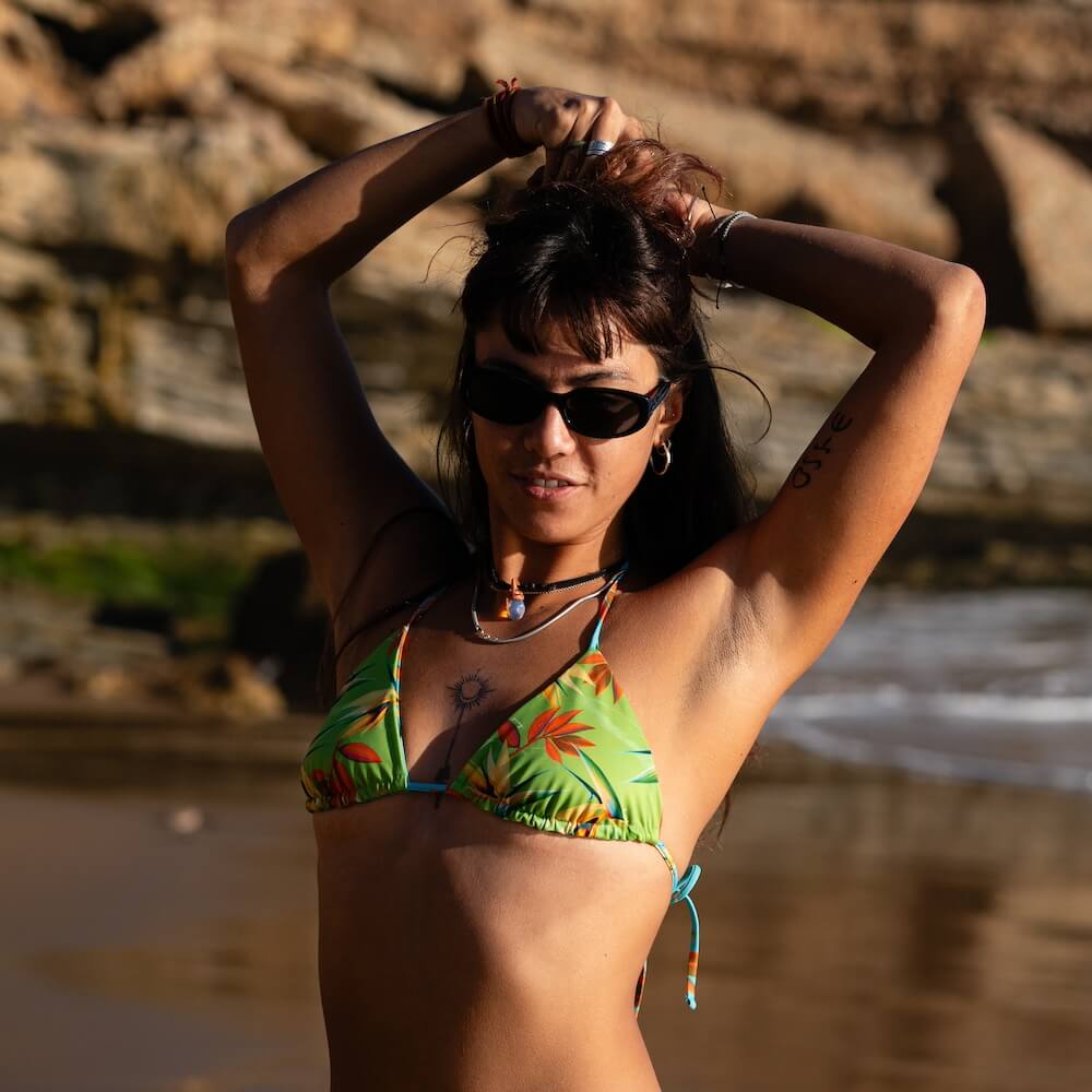 Seay / Triangolo Bikini Reversibile Azzurro Verde Bird of Paradise Convenienza