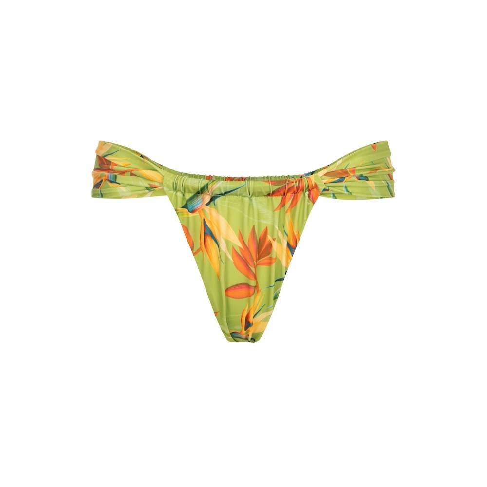 Seay / Slip Bikini Brasiliano con Laccetti Verde Bird of Paradise Vendita Economica
