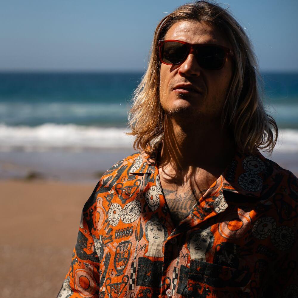 Seay / Camicia Hawaiana Arancione Stampa Etrusca by Hazkj Negozio