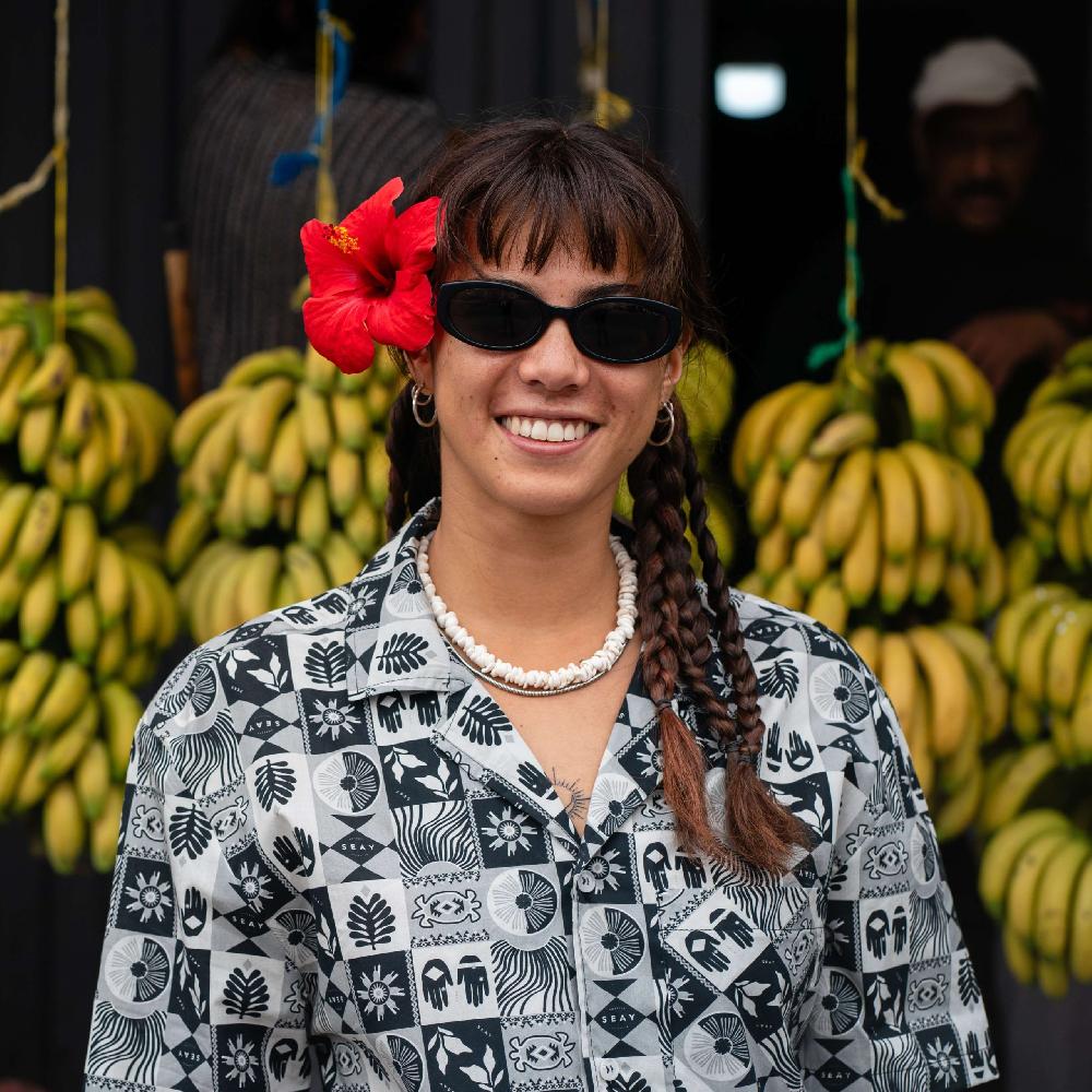 Seay / Camicia Hawaiana Grigia Nera Symbols In Saldo