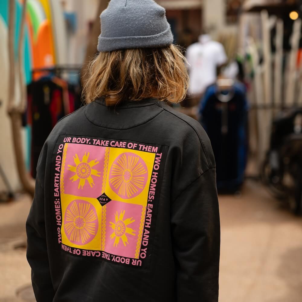 Seay / Felpa Girocollo Nera Symbols Moda