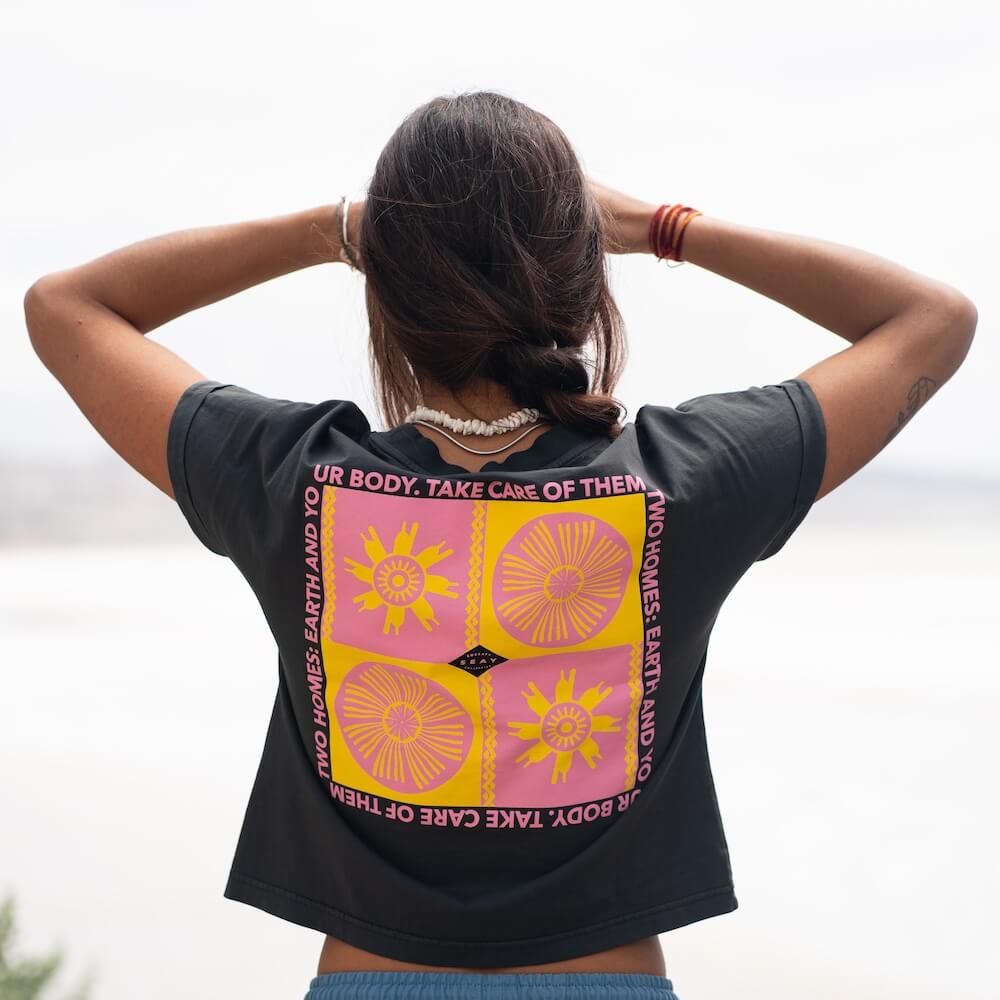 Seay / Crop T-Shirt Nera Symbols Saldi Di Fabbrica