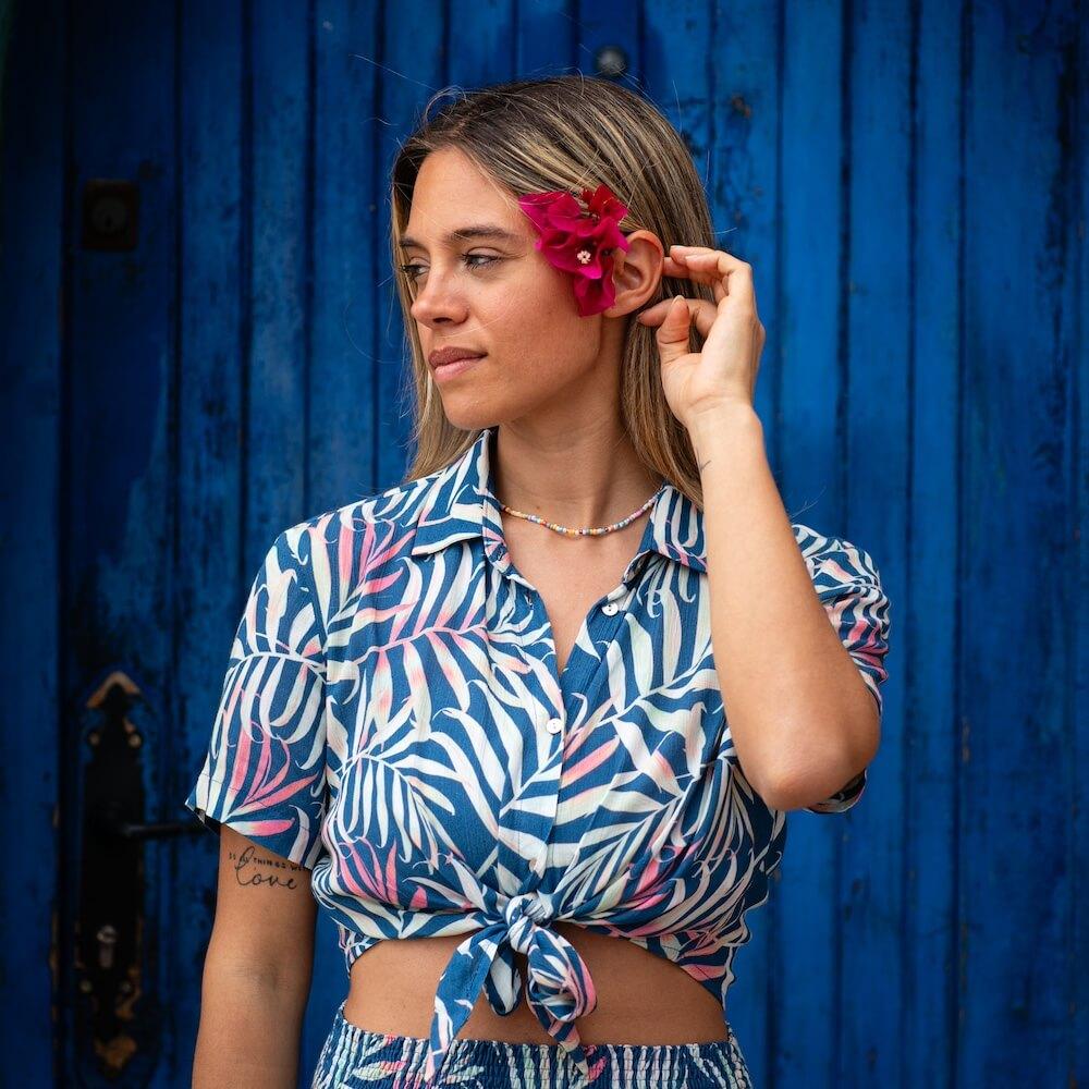Seay / Camicia Crop Blu Bamboo Vendite Flash