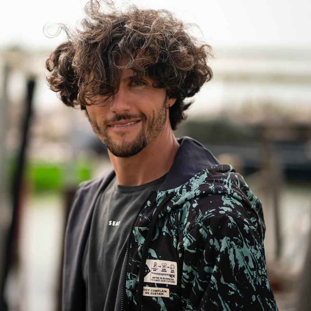 Seay / Giacca a Vento Reversibile con Cappuccio Nera In Saldo