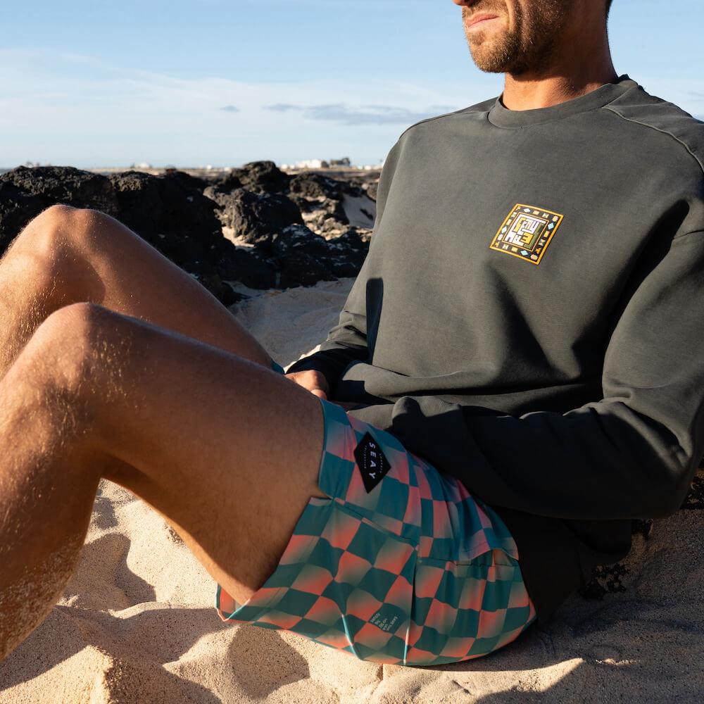Seay / Swim Boxer Medio Quadri Verde Rosa Akau Pezzi Unici