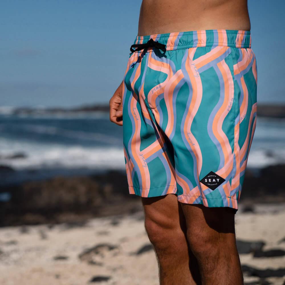 Seay / Swim Boxer Medio Verde Onde Akau Soddisfazione Garantita