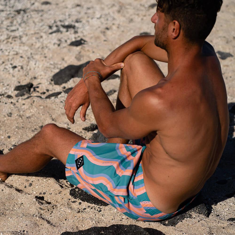 Seay / Swim Boxer Medio Verde Onde Akau Soddisfazione Garantita