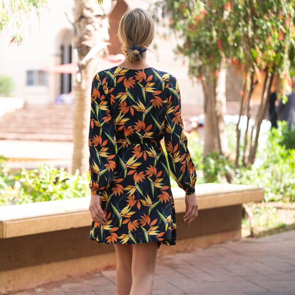 Seay / Abito Corto Nero Bird of Paradise Consegna Veloce