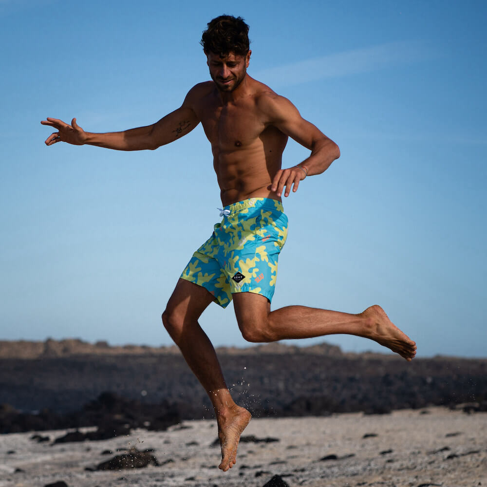 Seay / Swim Boxer Medio Giallo Blu Corallo Affare Del Giorno