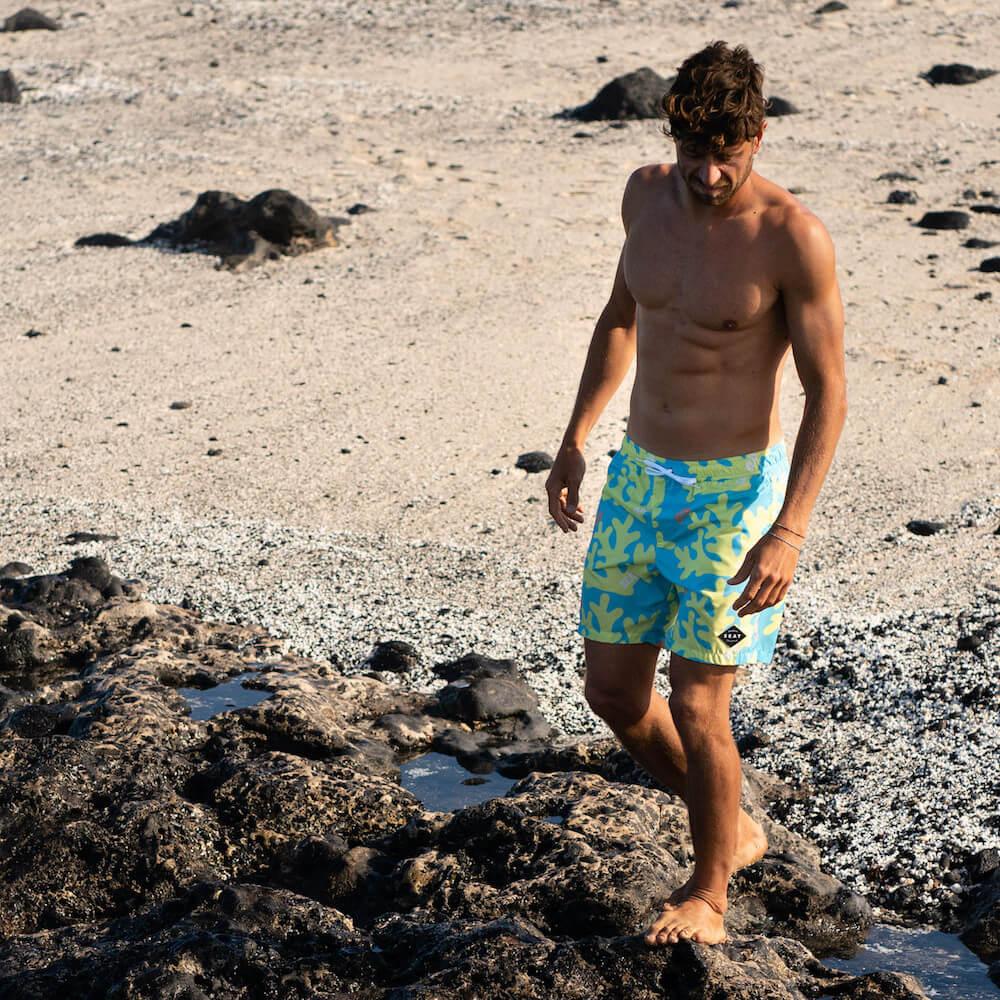 Seay / Swim Boxer Medio Giallo Blu Corallo Affare Del Giorno