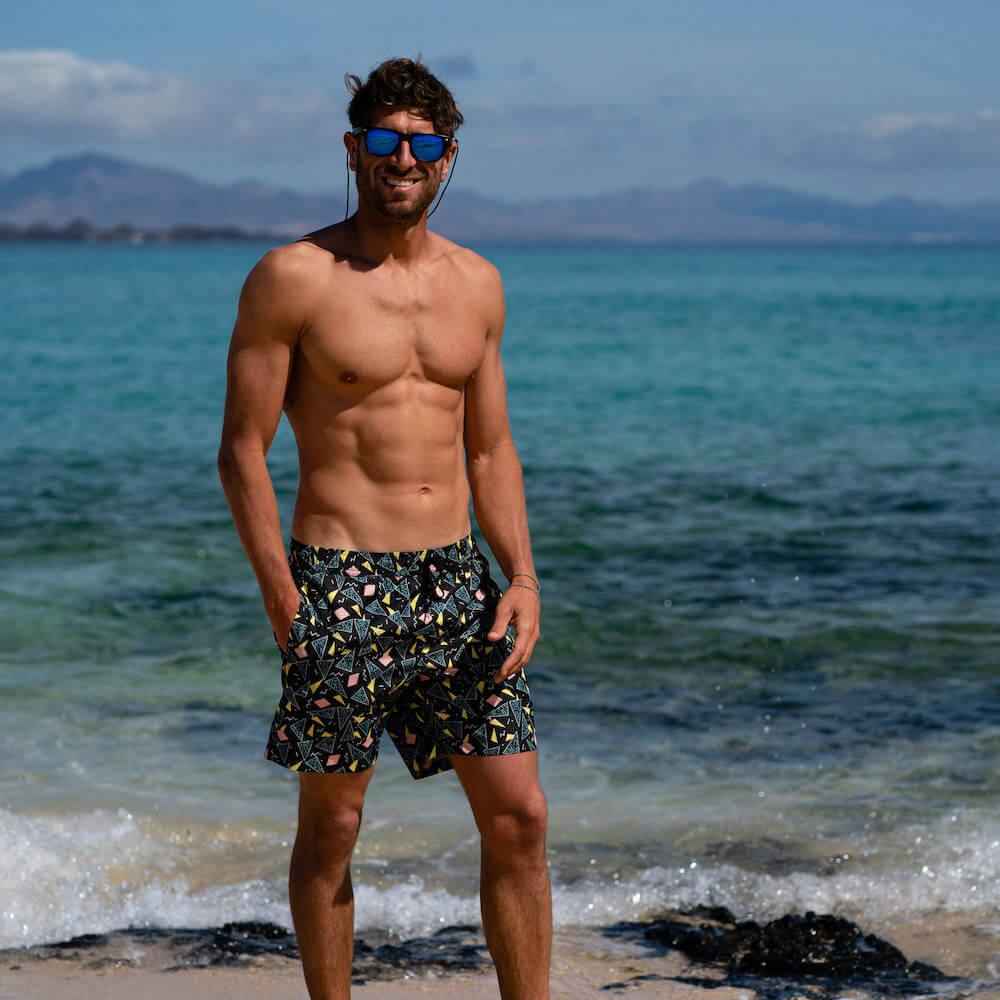 Seay / Swim Boxer Medio Nero Stampa 80s Novità