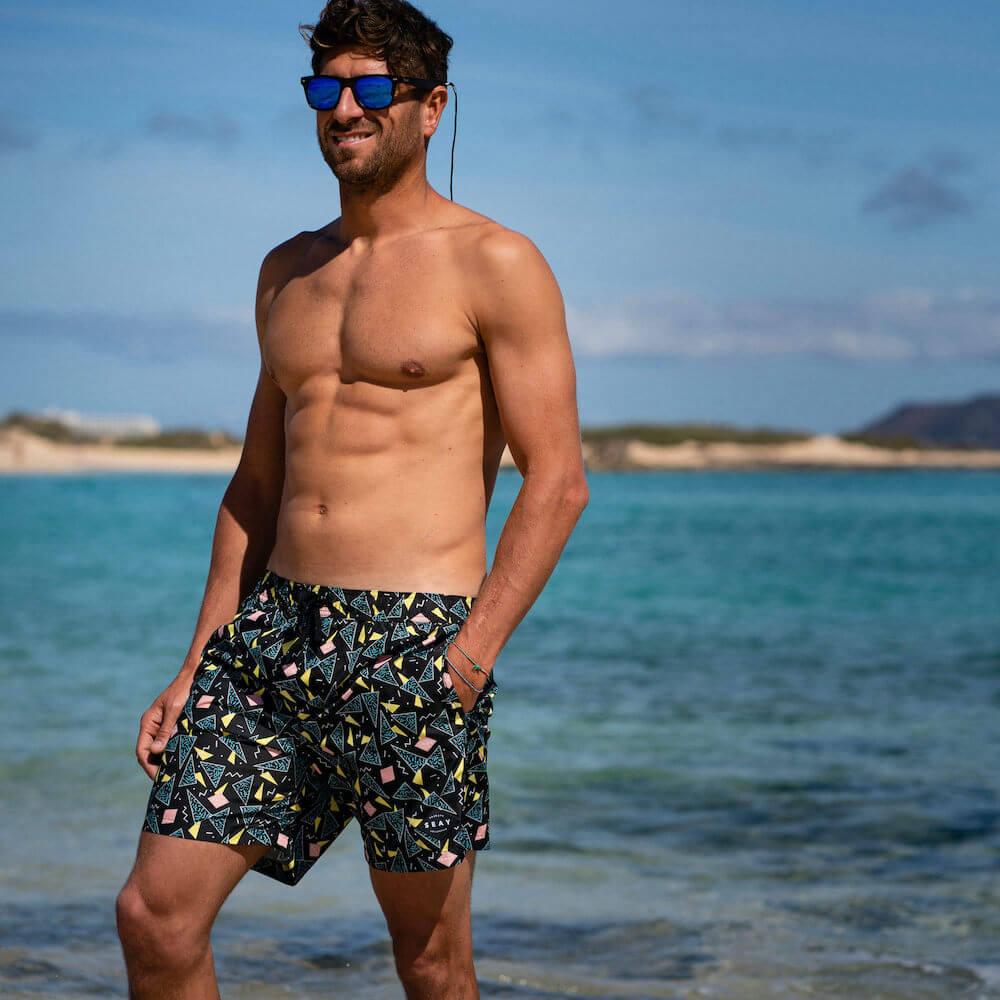 Seay / Swim Boxer Medio Nero Stampa 80s Novità