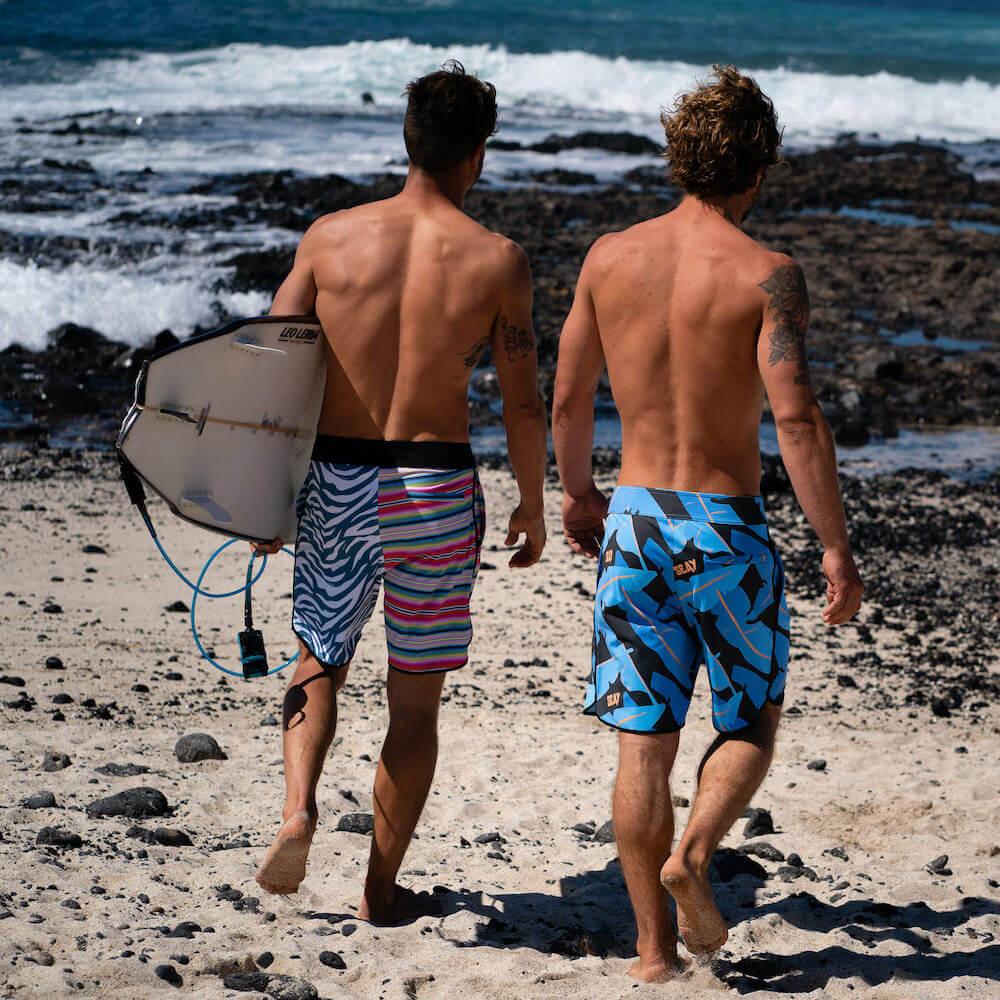Seay / Boardshort Nero Blu Foglie Banano Alapai Offerta