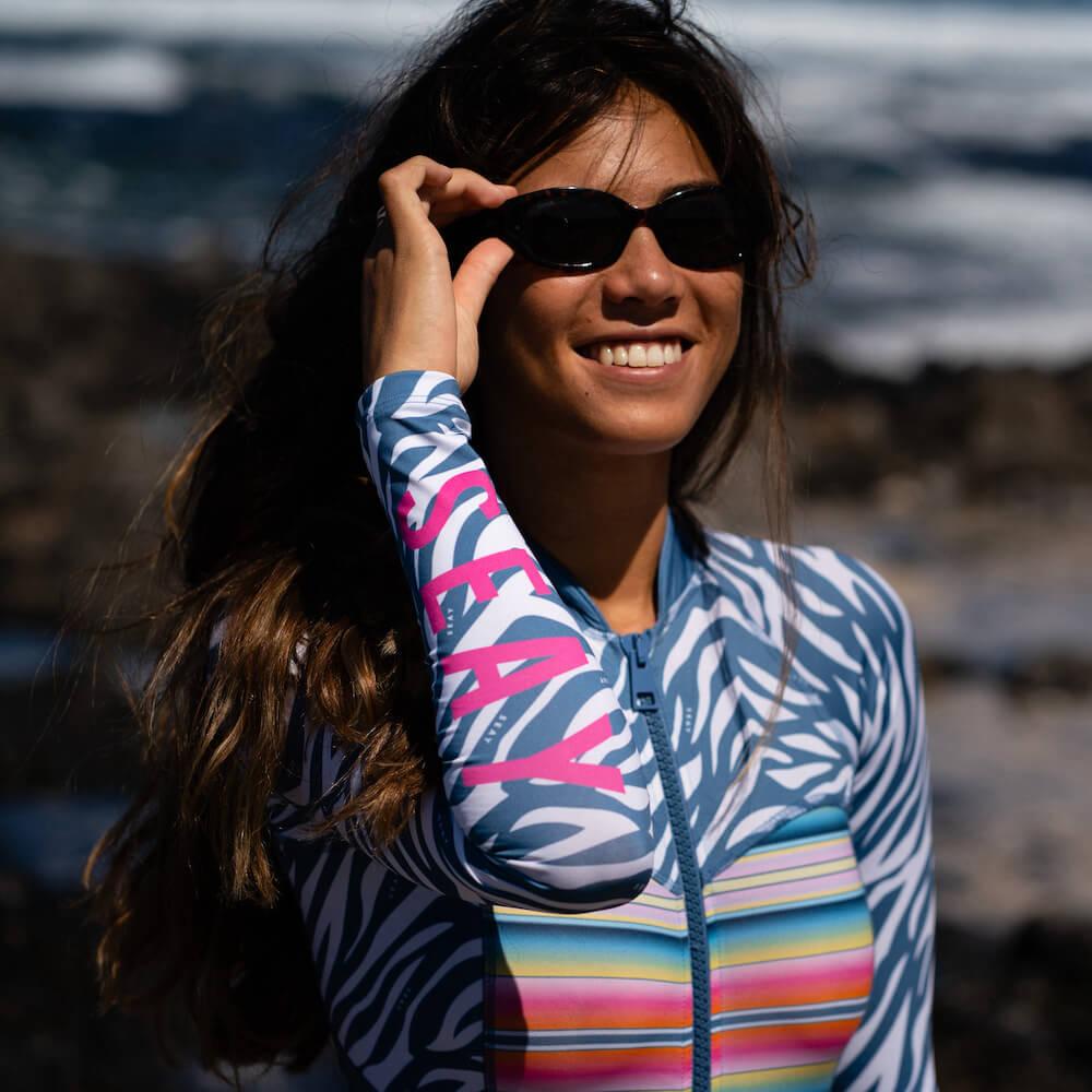 Seay / Muta da Surf Manica Lunga Zebra & Strisce Convenienza