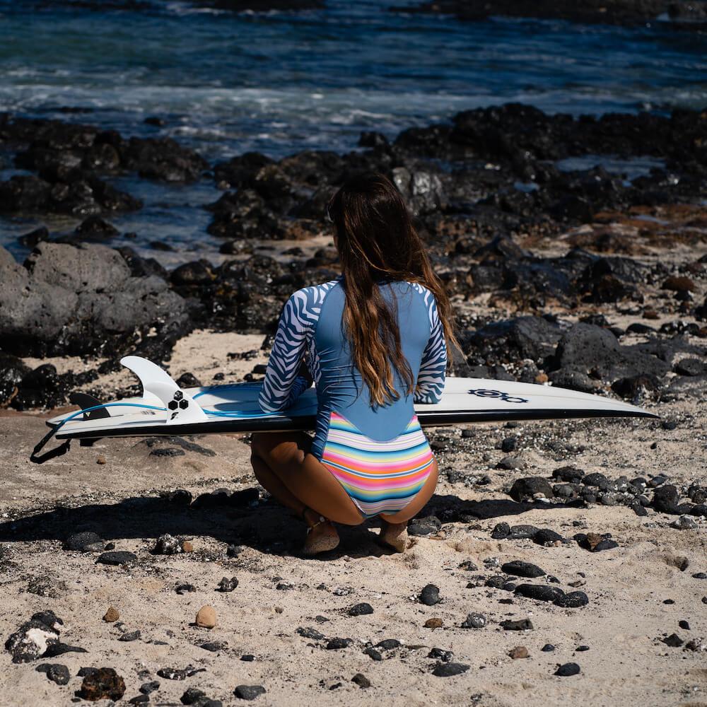 Seay / Muta da Surf Manica Lunga Zebra & Strisce Convenienza