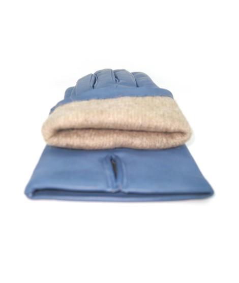 Sermoneta Gloves Guanto in Capretto 2bt con 3 cordoni fod. cashmere Denim Consegna Veloce