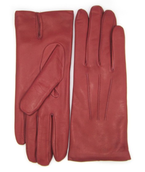 Sermoneta Gloves Guanto in Capretto 2bt con 3 cordoni fod. cashmere Vino Rosso Promozione Limitata