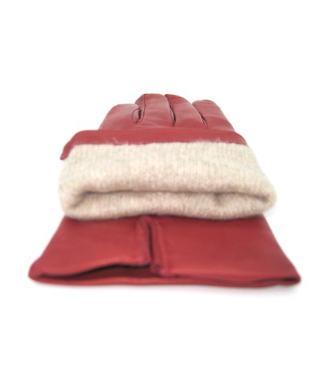 Sermoneta Gloves Guanto in Capretto 2bt con 3 cordoni fod. cashmere Vino Rosso Promozione Limitata