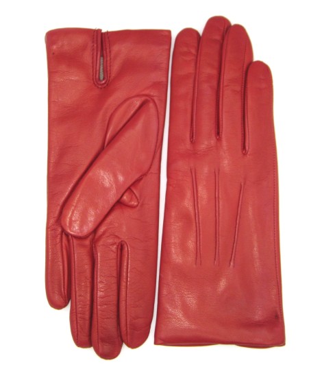 Sermoneta Gloves Guanto in Capretto 2bt con 3 cordoni fod. cashmere Rosso scuro Affare Del Giorno