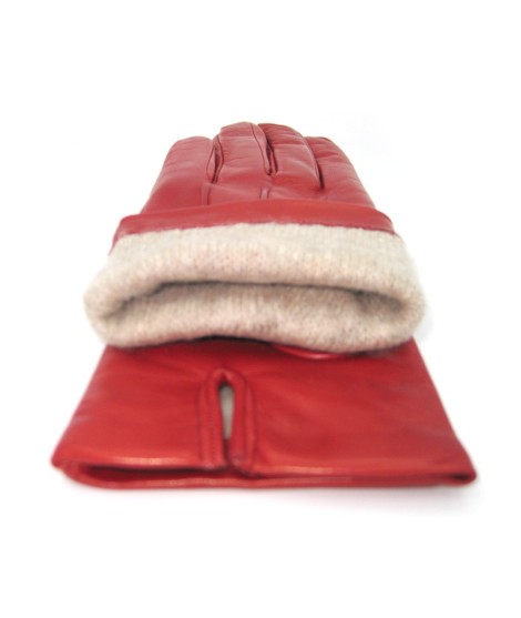 Sermoneta Gloves Guanto in Capretto 2bt con 3 cordoni fod. cashmere Rosso scuro Affare Del Giorno